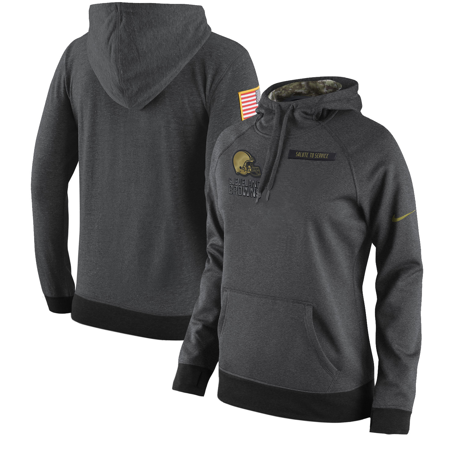 Women NFL Cleveland Browns  Nike Olive Salute To Service Hoodie->women nfl jersey->Women Jersey